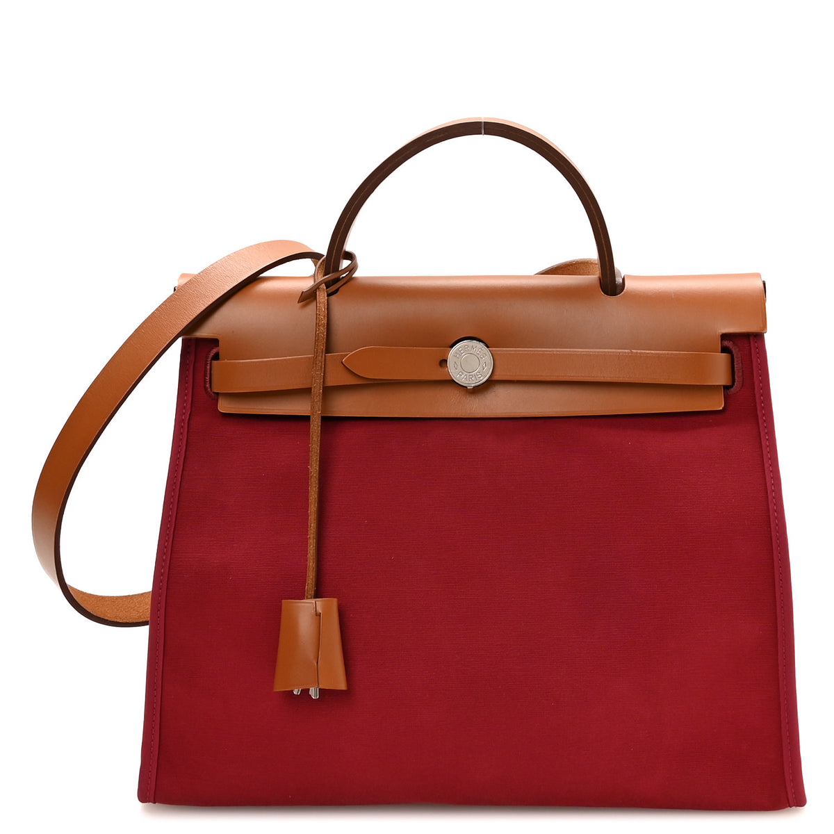Hermes Vache Hunter Toile Officier Herbag Zip 31 PM Rubis Natural 1 of 11