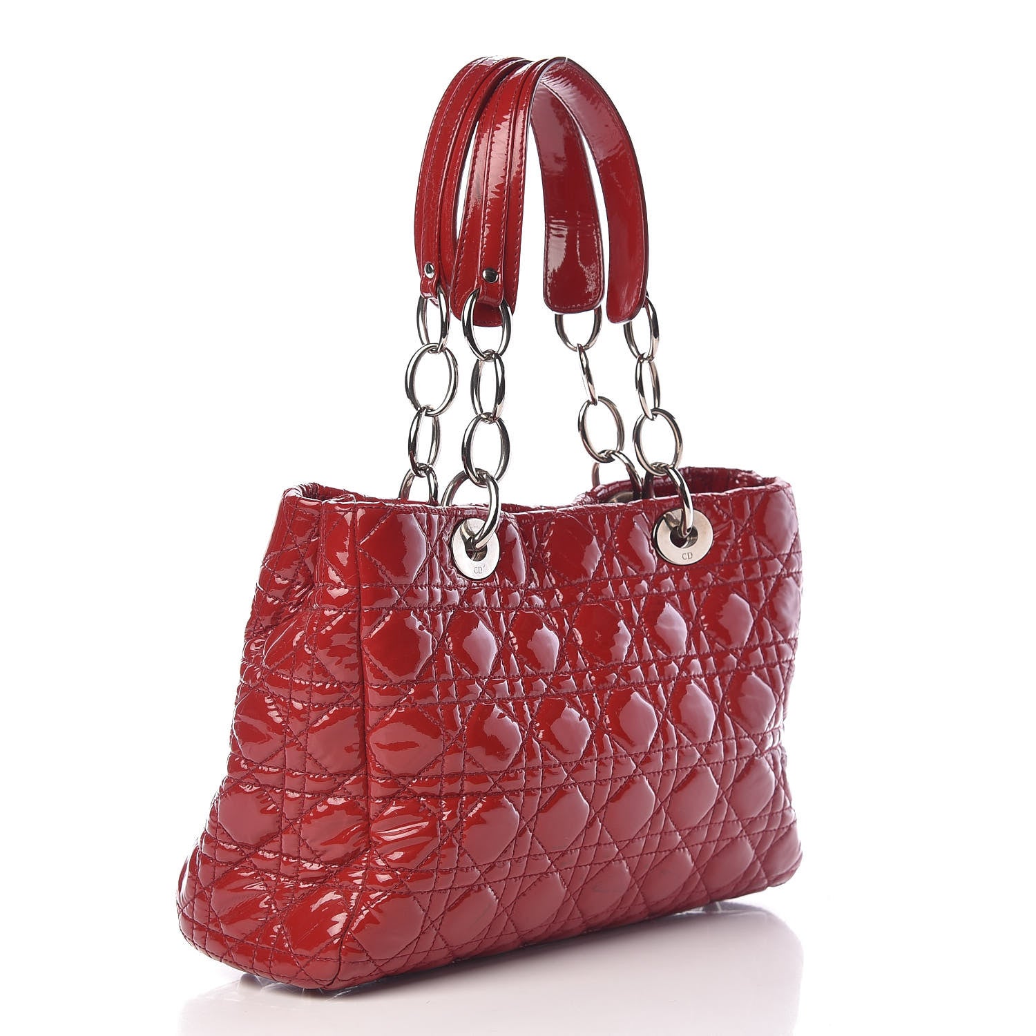 Christian Dior Patent Cannage Small Dior Soft Shopping Tote Red 3 of 12