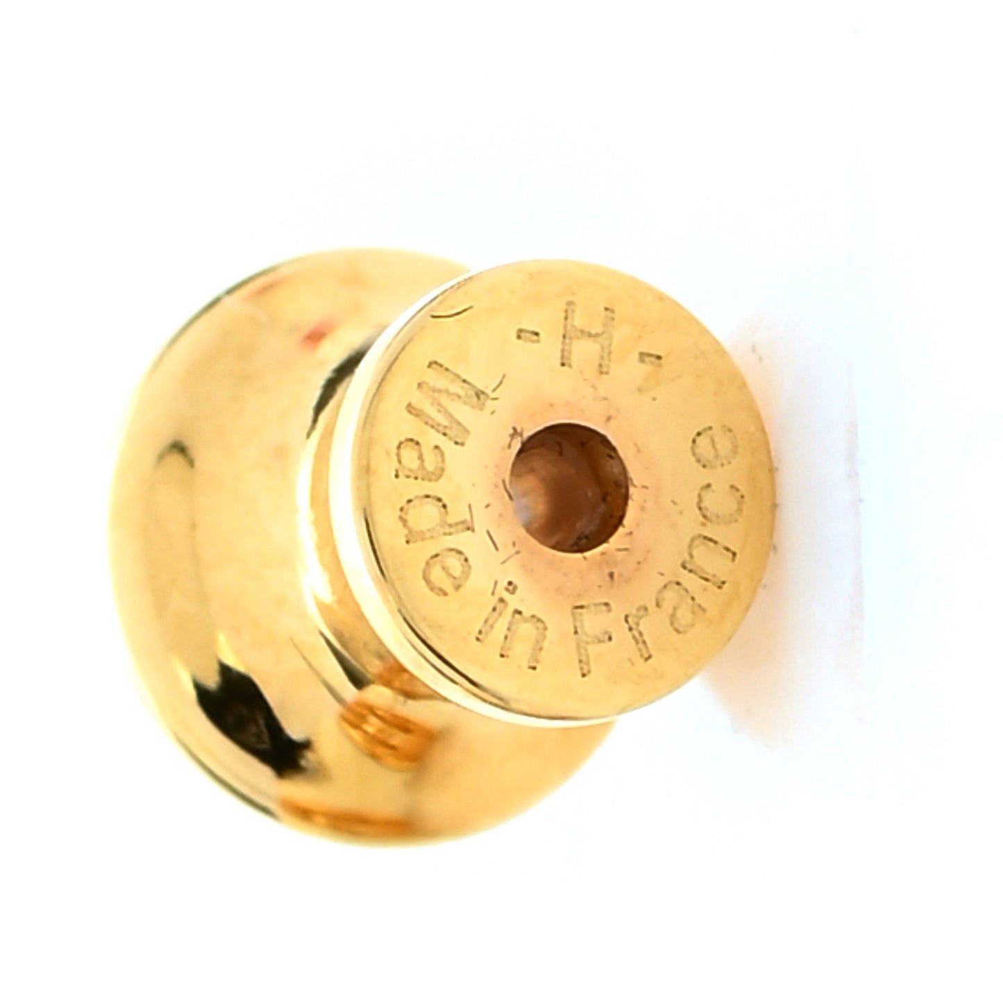 Gold Lacquered Mini Pop H Earrings White