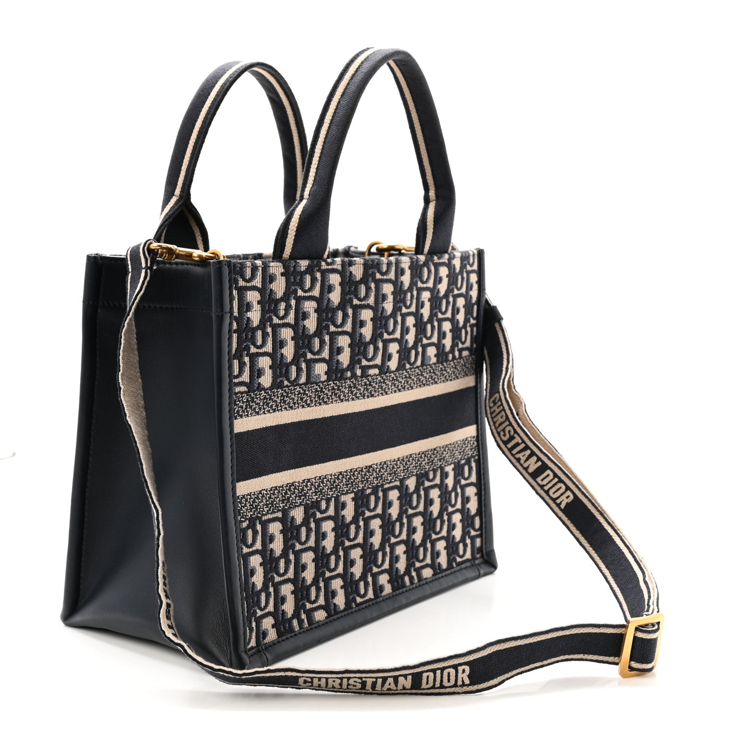 Christian Dior Oblique Calfskin Small Book Tote With Strap Blue Multicolor 3 of 9