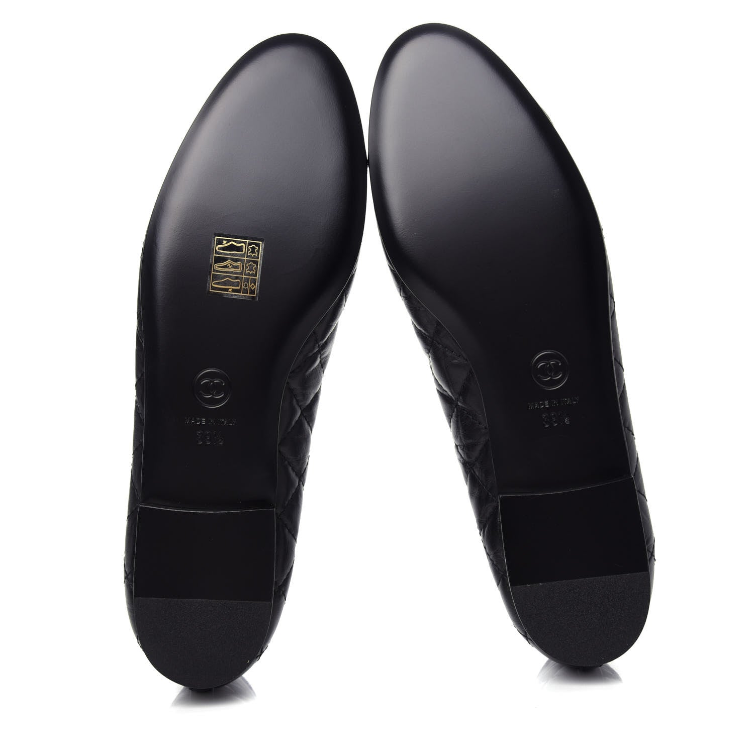 Chanel Aged Calfskin Quilted Cap Toe Ballerina Flats 39.5 Black 6 of 11