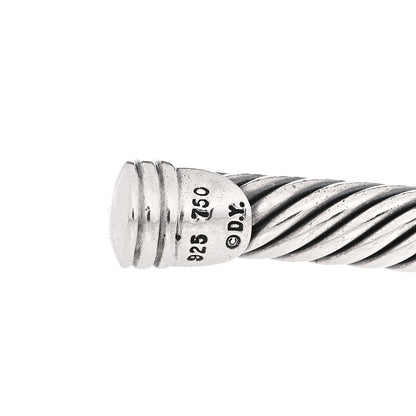 David Yurman Sterling Silver 18K White Gold Diamond Pave 5mm X Cable Bracelet 8 of 10