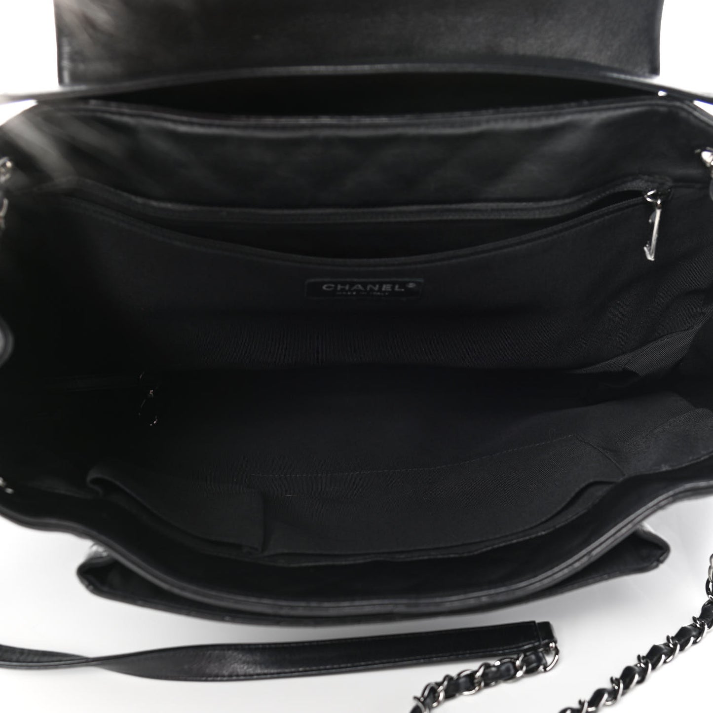 Lambskin Quilted Front Flap Tote Black