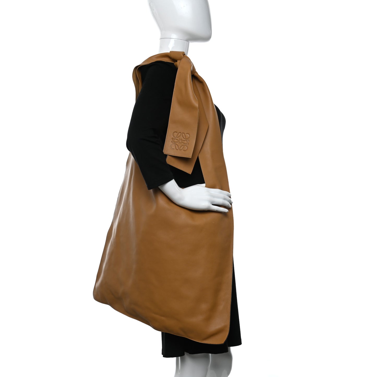 Nappa Oversized Bow Shoulder Bag Brown