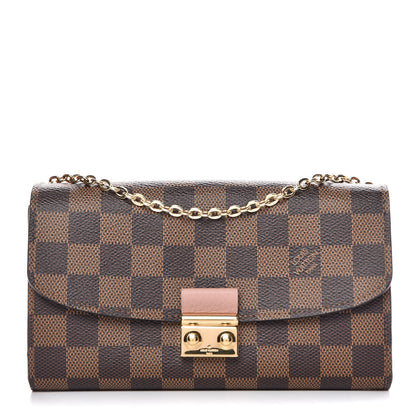 Louis Vuitton Damier Ebene Croisette Chain Wallet Rose Ballerine 1 of 8