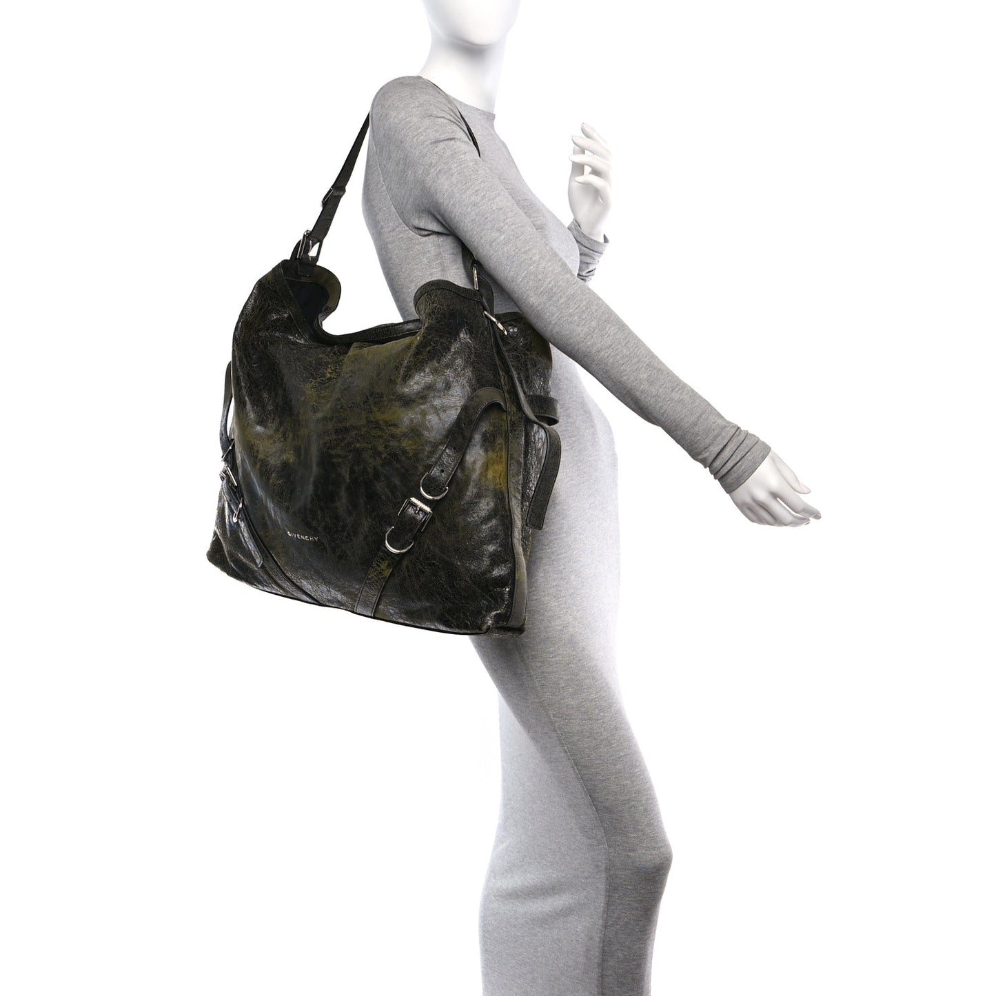 Lambskin Crackled Vintage Large Voyou Bag Black Yellow