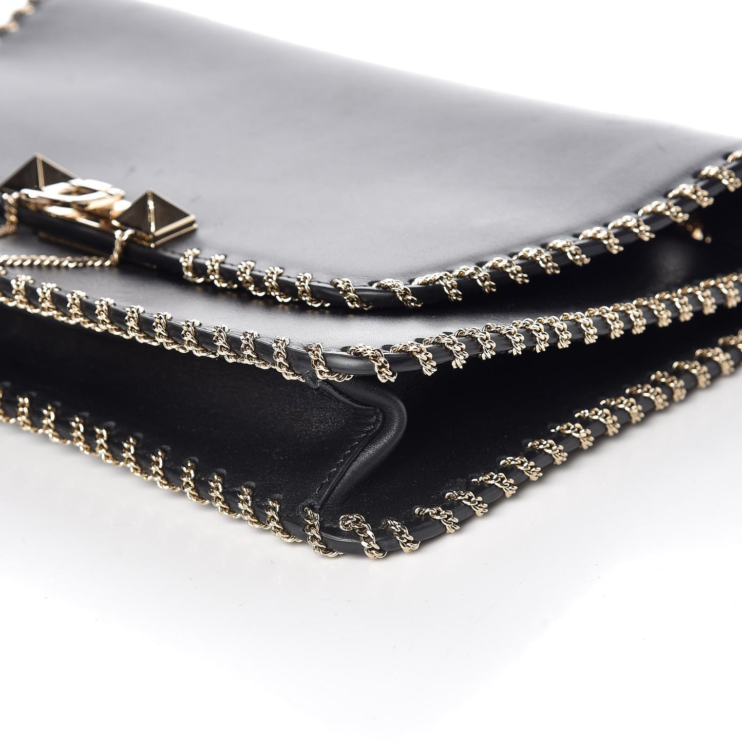 Calfskin Groumette Medium Rockstud Demilune Shoulder Bag Black