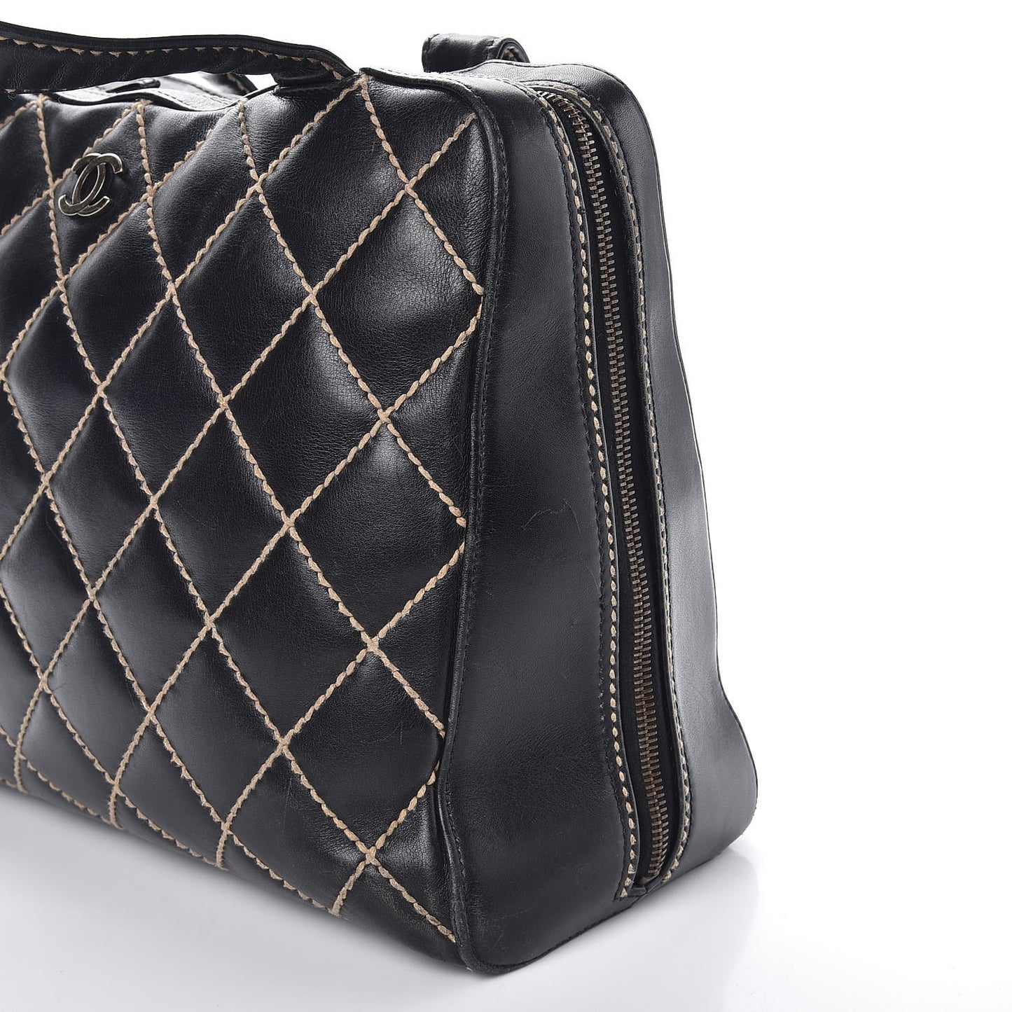 Calfskin Contrast Stitch Surpique Bowler Black