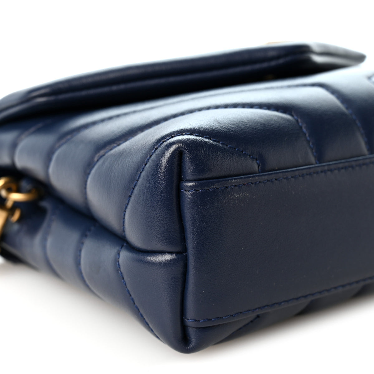 Saint Laurent Calfskin Y Quilted Monogram Toy Loulou Crossbody Bag Blue Charron 8 of 9
