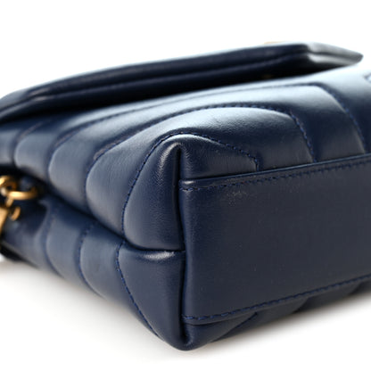 Saint Laurent Calfskin Y Quilted Monogram Toy Loulou Crossbody Bag Blue Charron 8 of 9