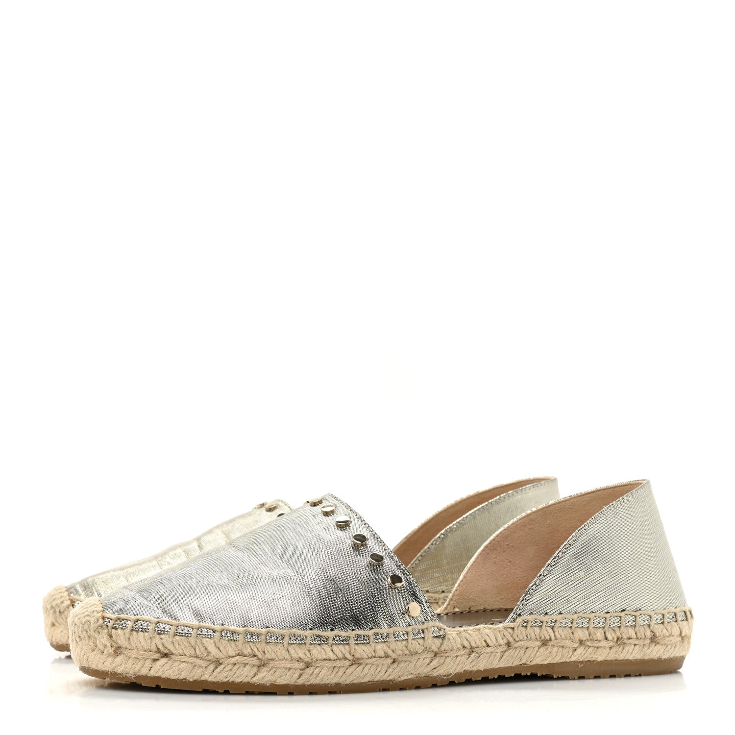 Jimmy Choo Metallic Lame Studded Dreya Espadrilles 36 Silver 3 of 10