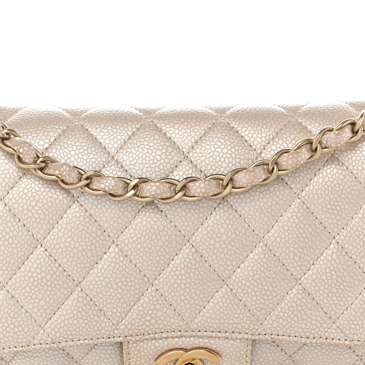 Chanel Pearly Caviar Quilted Medium Double Flap Light Beige 8 of 17