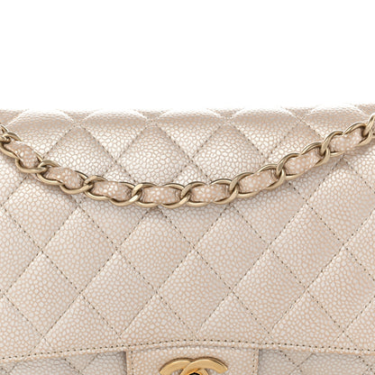Chanel Pearly Caviar Quilted Medium Double Flap Light Beige 8 of 17