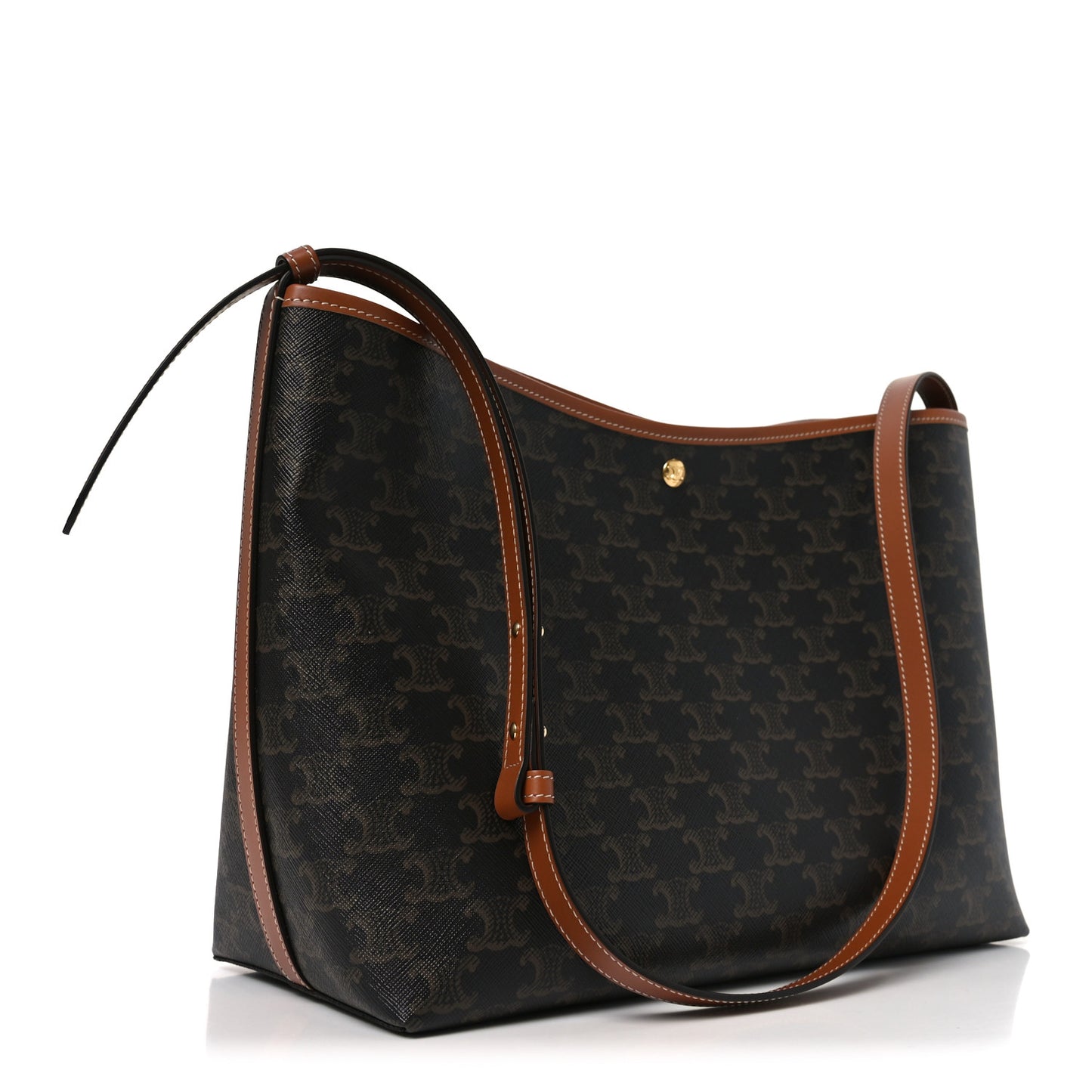 Triomphe Canvas Calfskin Shopper Tote Tan