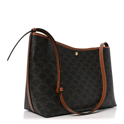 Celine Triomphe Canvas Calfskin Shopper Tote Tan 4 of 10