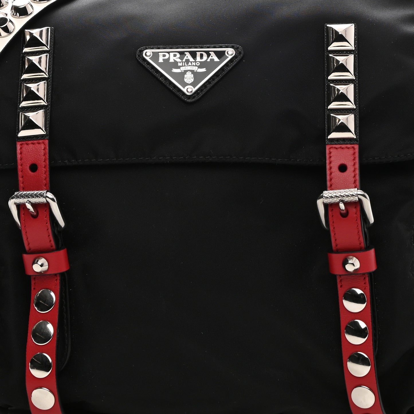Nylon New Vela Studded Messenger Black Fuoco