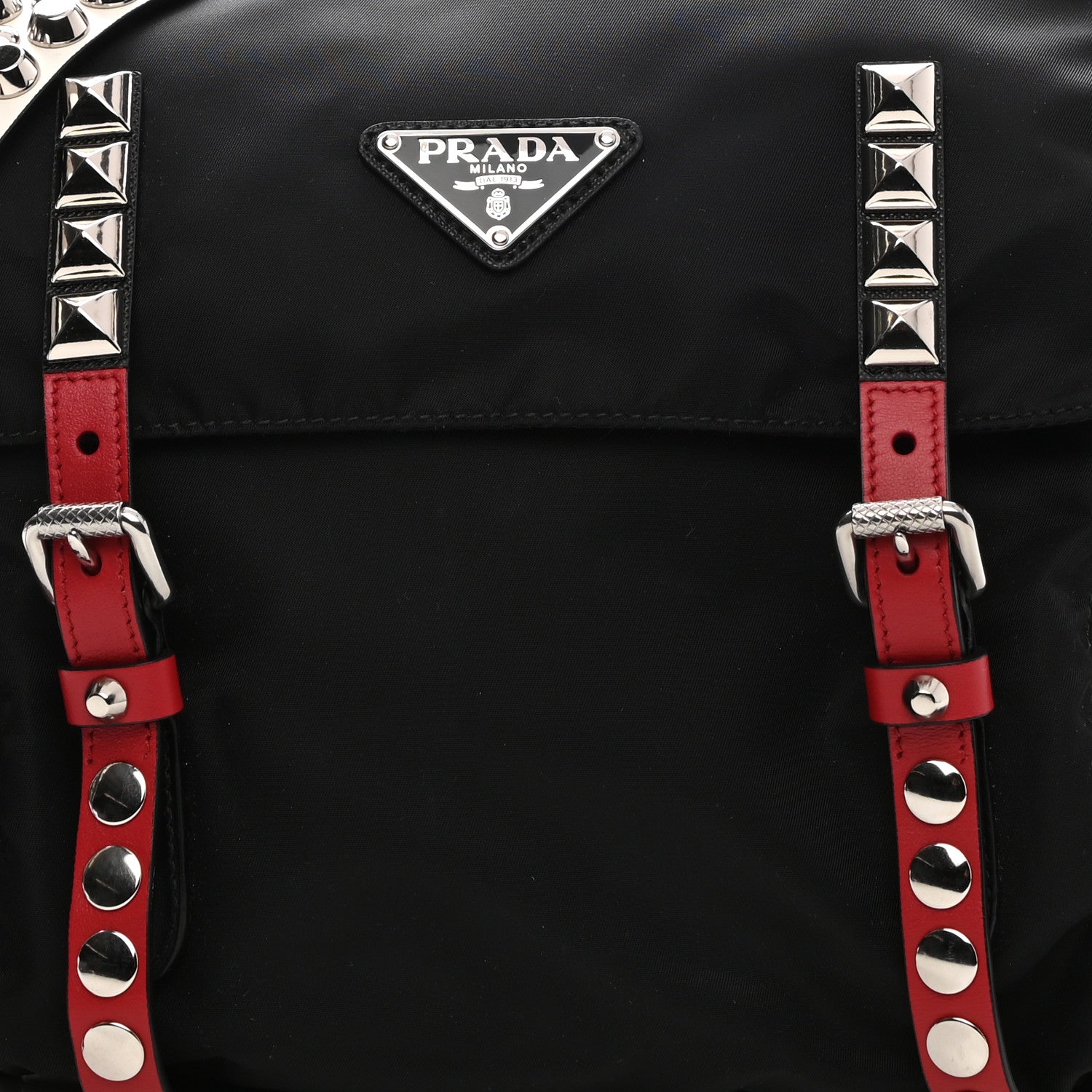 Prada Nylon New Vela Studded Messenger Black Fuoco 8 of 10