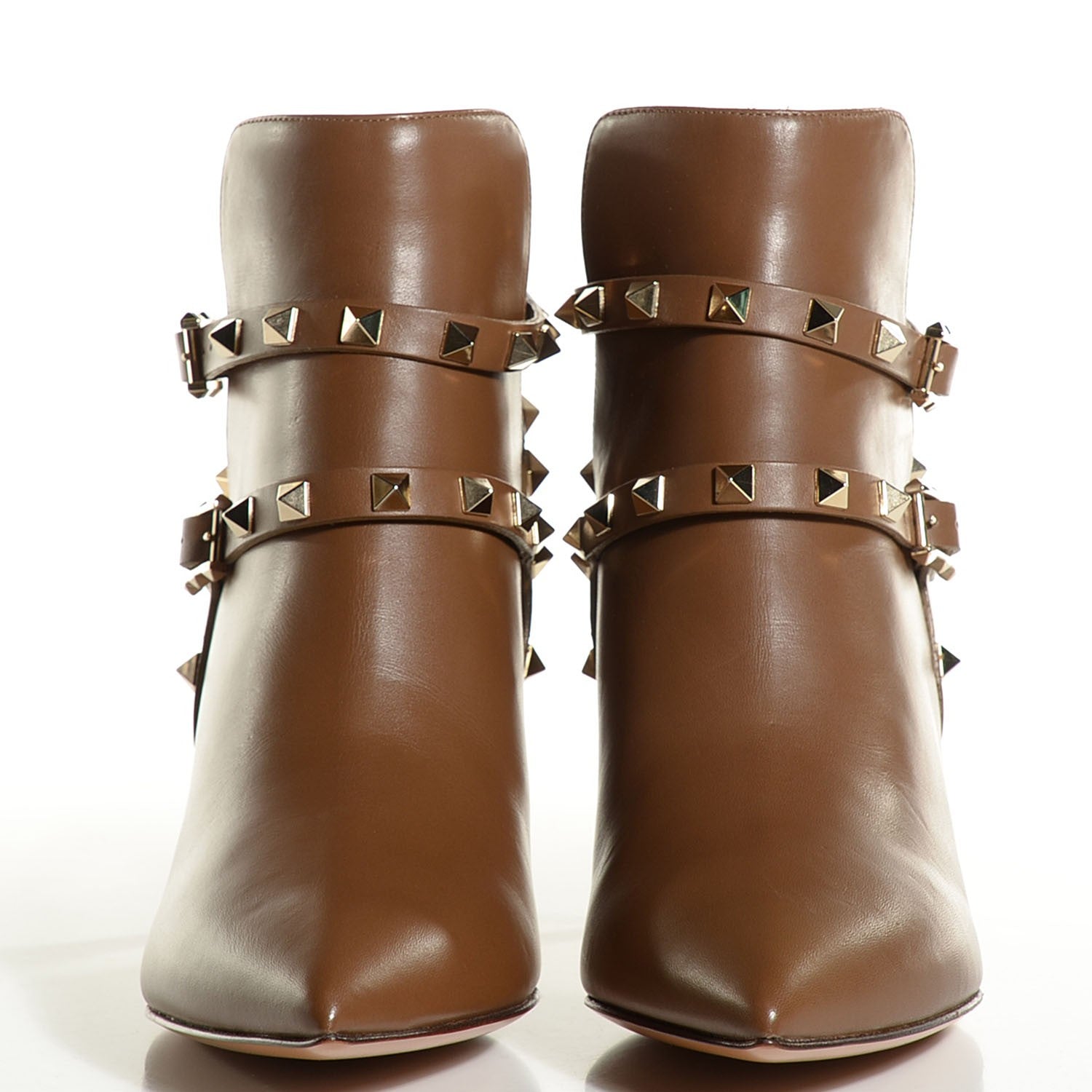 Valentino Garavani Calfskin Rockstud Double Buckle 65mm Ankle Boots 38.5 Nocciola 10 of 16