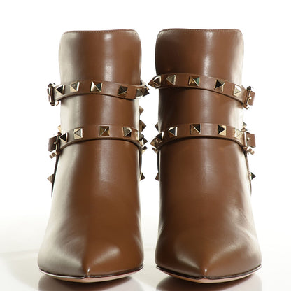 Valentino Garavani Calfskin Rockstud Double Buckle 65mm Ankle Boots 38.5 Nocciola 10 of 16