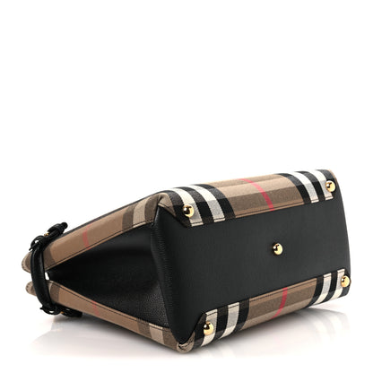 Burberry House Check Grainy Calfskin Medium Banner Tote Black 3 of 10