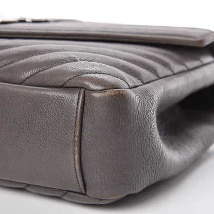 Saint Laurent Sheepskin Matelasse Chevron Monogram Medium College Bag Dark Anthracite 17 of 19