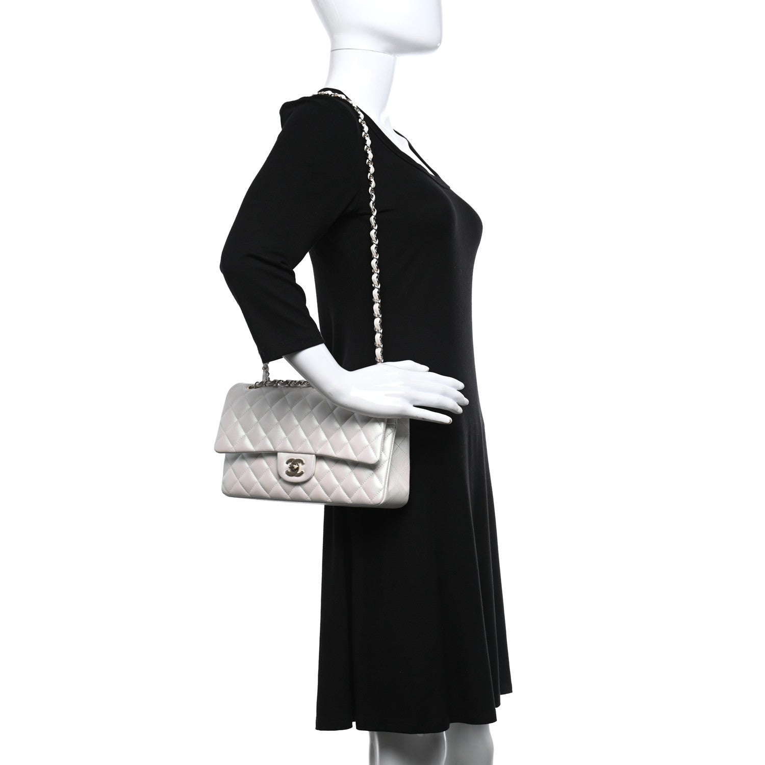 Chanel Iridescent Calfskin Quilted Medium Double Flap White 2 of 11