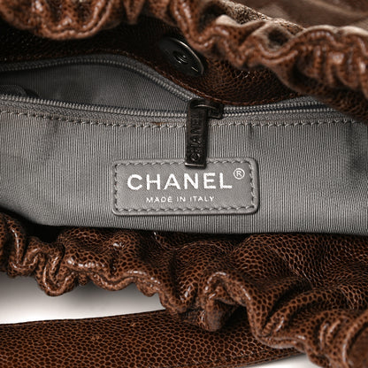 Chanel Distressed Glazed Caviar Quilted Medium Elastic Tote Brown 6 of 13