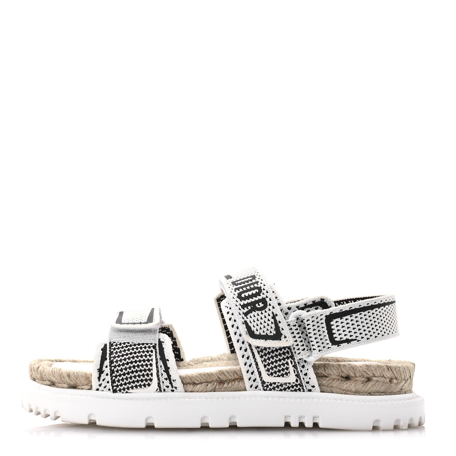 Christian Dior Technical Knit Jute Dioract 10mm Sandals 37 White Black 1 of 9