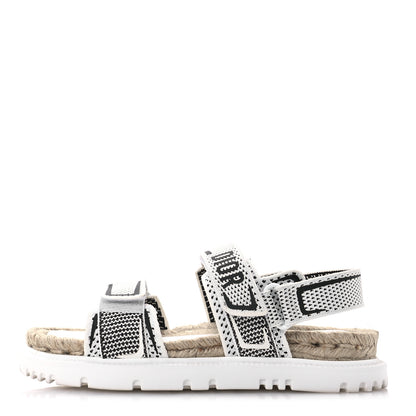 Christian Dior Technical Knit Jute Dioract 10mm Sandals 37 White Black 1 of 9