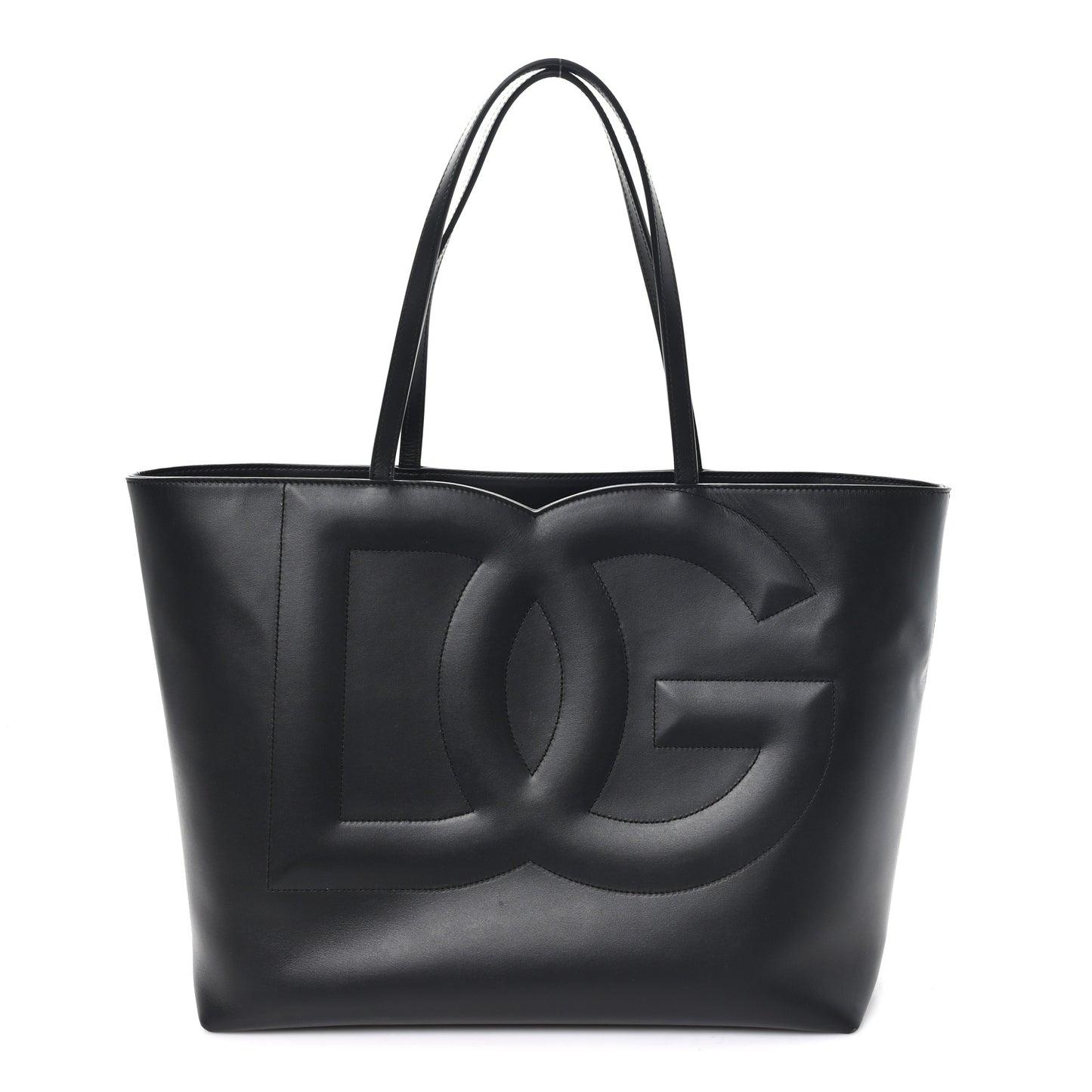 DOLCE GABBANA Calfskin DG Logo Shopper Tote Black