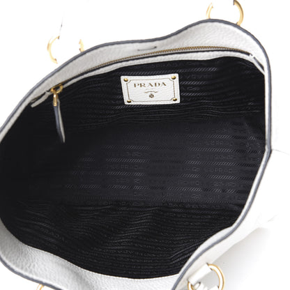 Prada Vitello Daino Embossed Logo Tote White 4 of 8