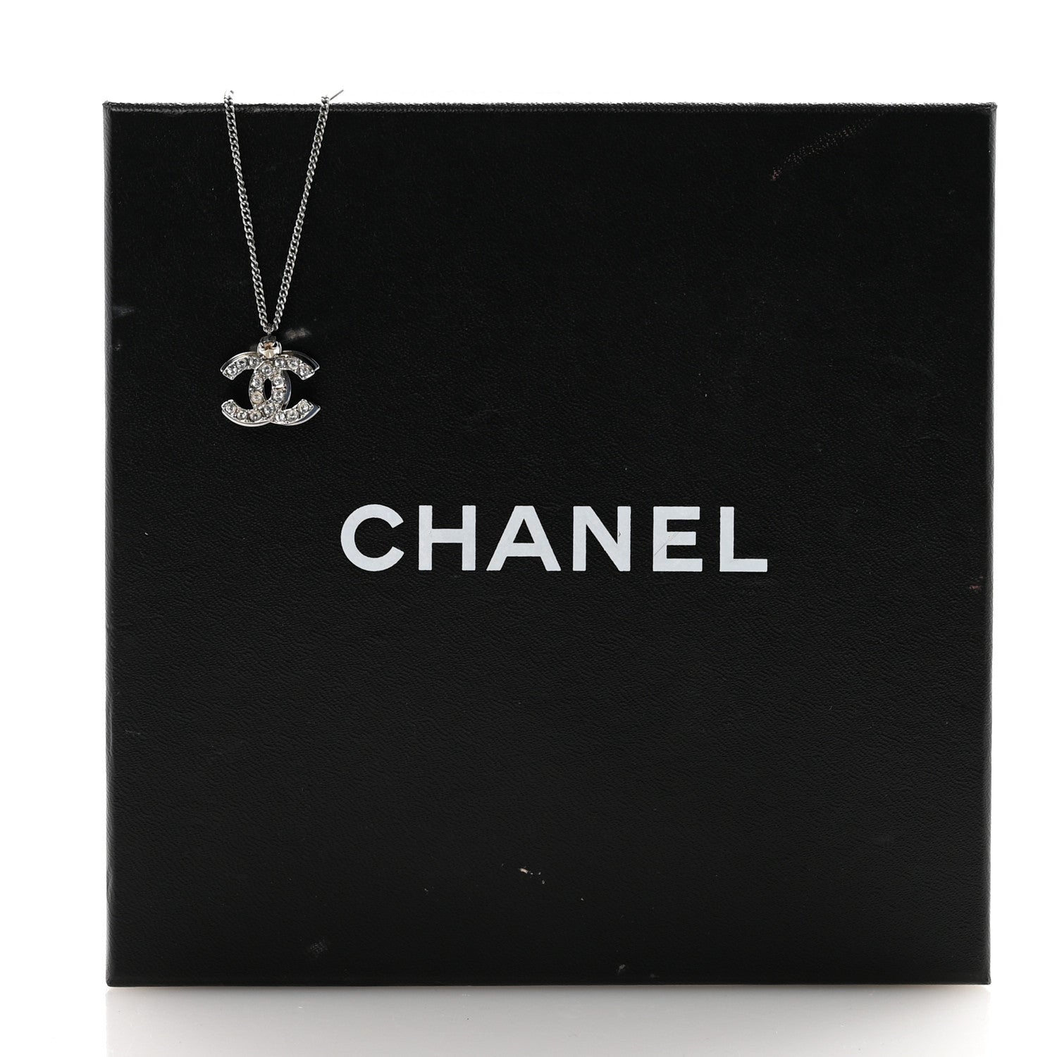 Chanel Crystal Double CC Necklace Silver Ruthenium 7 of 7