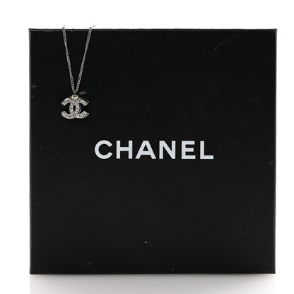 Chanel Crystal Double CC Necklace Silver Ruthenium 7 of 7