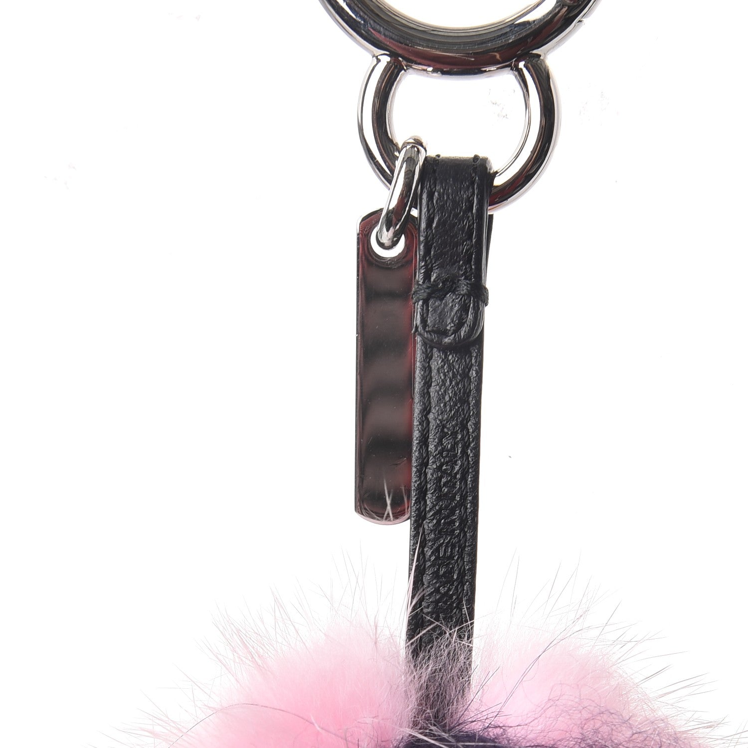 Fendi Mink Goat Fur QuTweet Bag Bug Charm Marshmallow Black 4 of 5