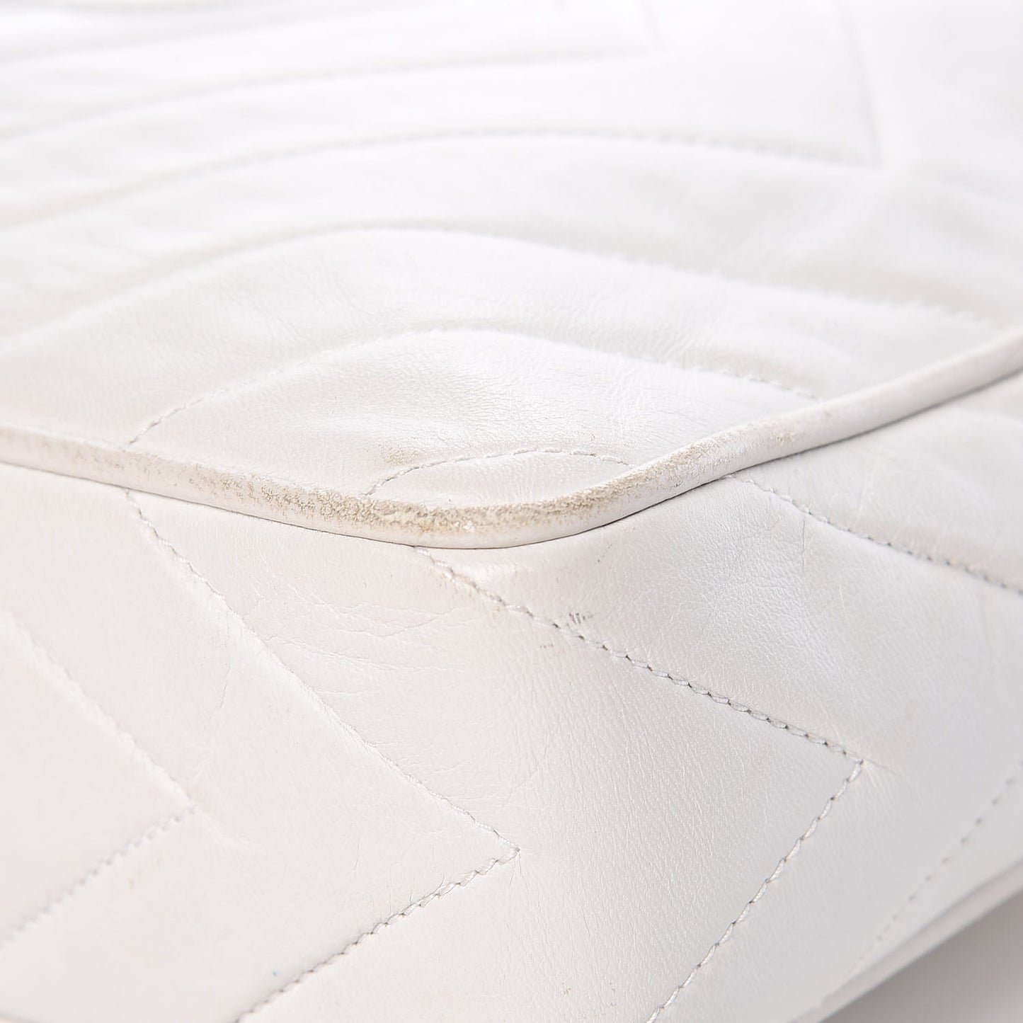 Lambskin Chevron Tassel Camera Case White