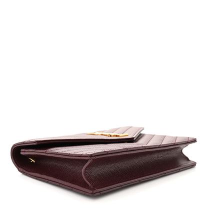 Saint Laurent Grain De Poudre Matelasse Chevron Monogram Envelope Chain Wallet Rouge Legion 4 of 12