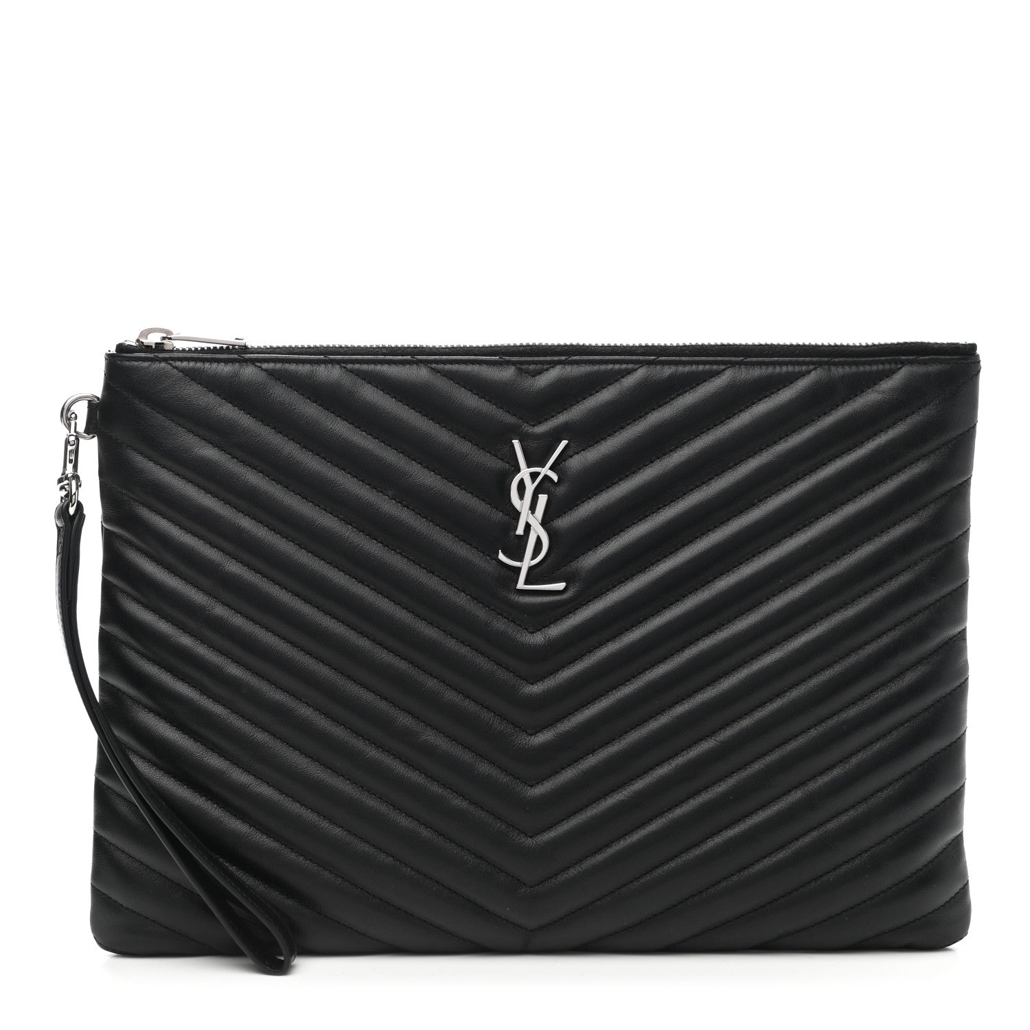 Saint Laurent Calfskin Matelasse Monogram Cassandre Tablet Pouch Black 1 of 11