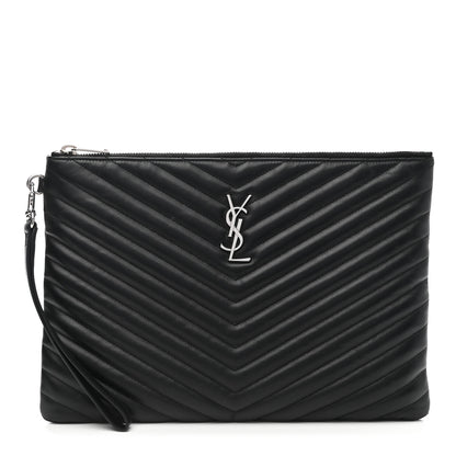 Saint Laurent Calfskin Matelasse Monogram Cassandre Tablet Pouch Black 1 of 11