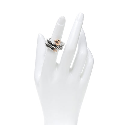 Bulgari Stainless Steel 18K Rose Gold Diamond Serpenti Tubogas Ring 53 6.25 2 of 5
