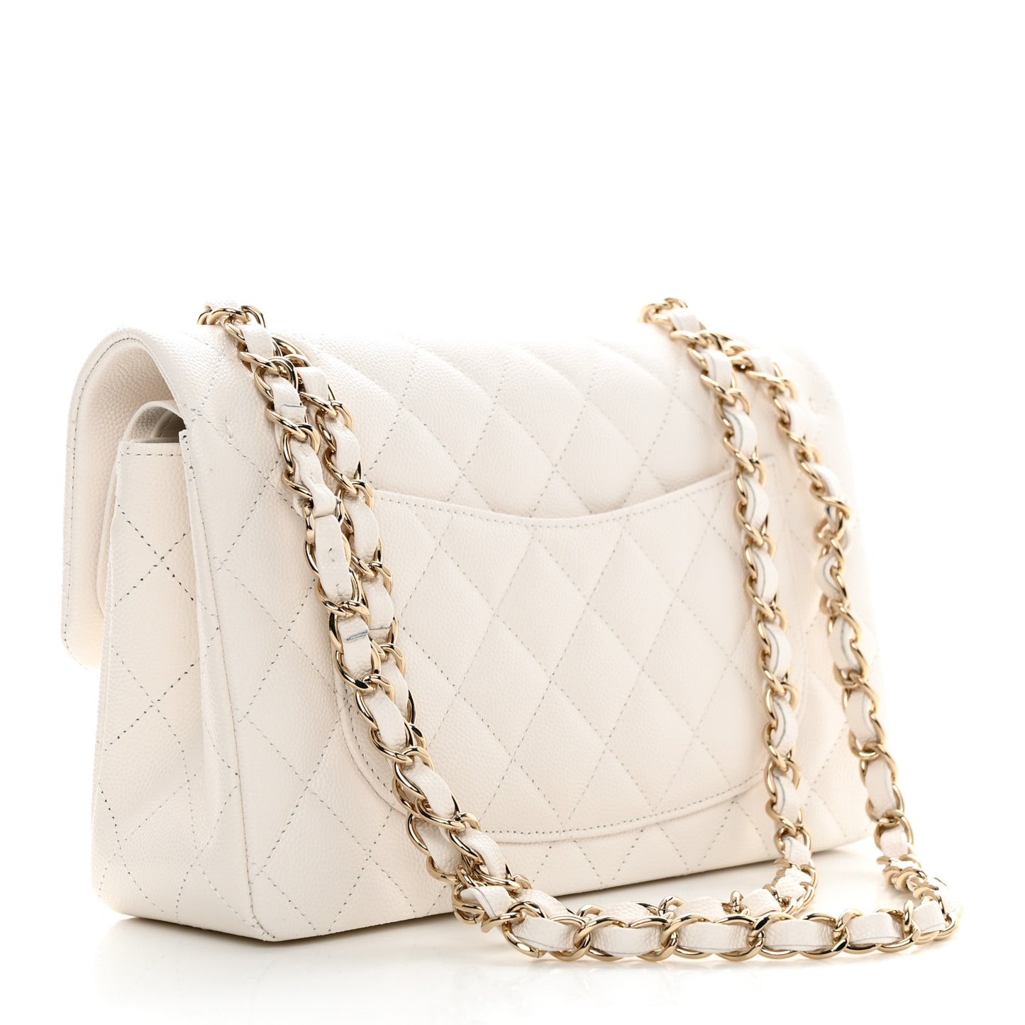 Caviar Quilted Small Double Flap White