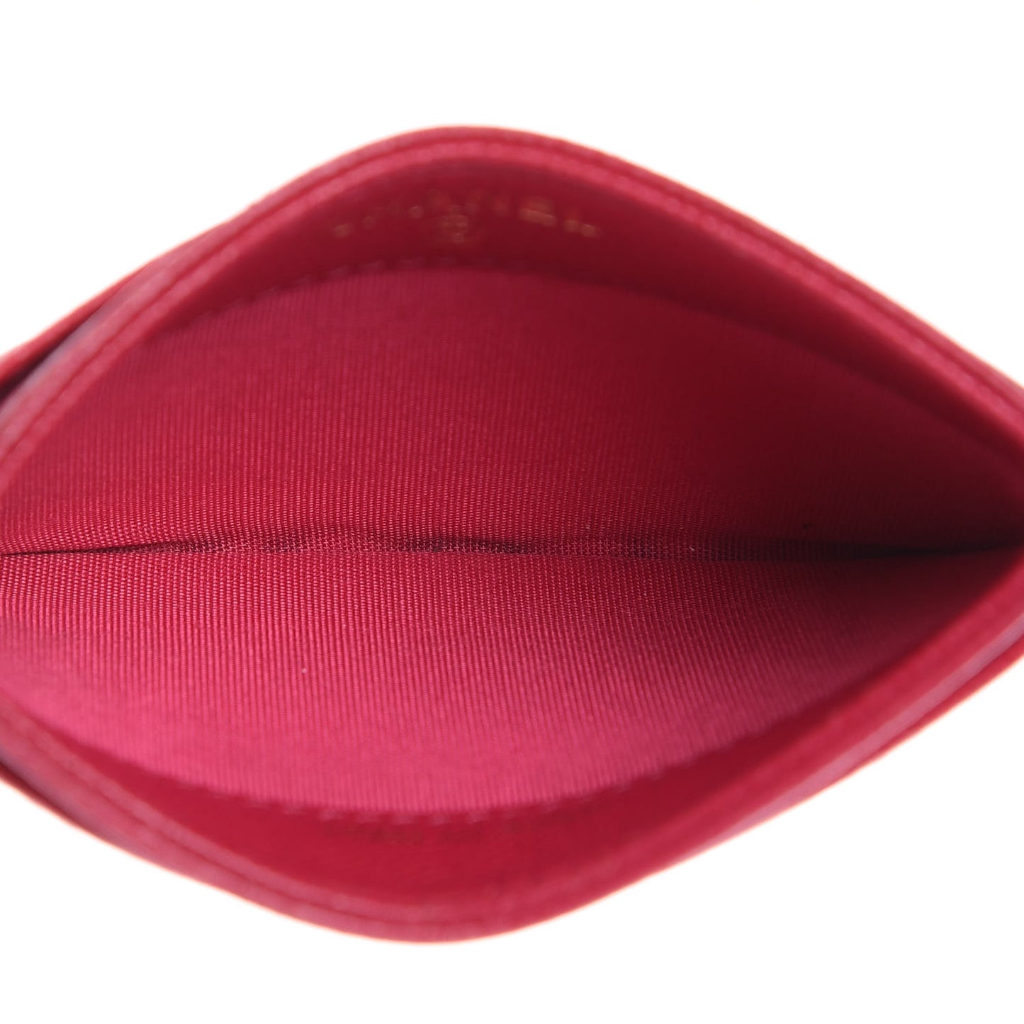 Caviar Camellia Embossed Card Holder Fuchsia