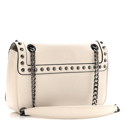 Prada Vitello Studded Crossbody White Black 3 of 9