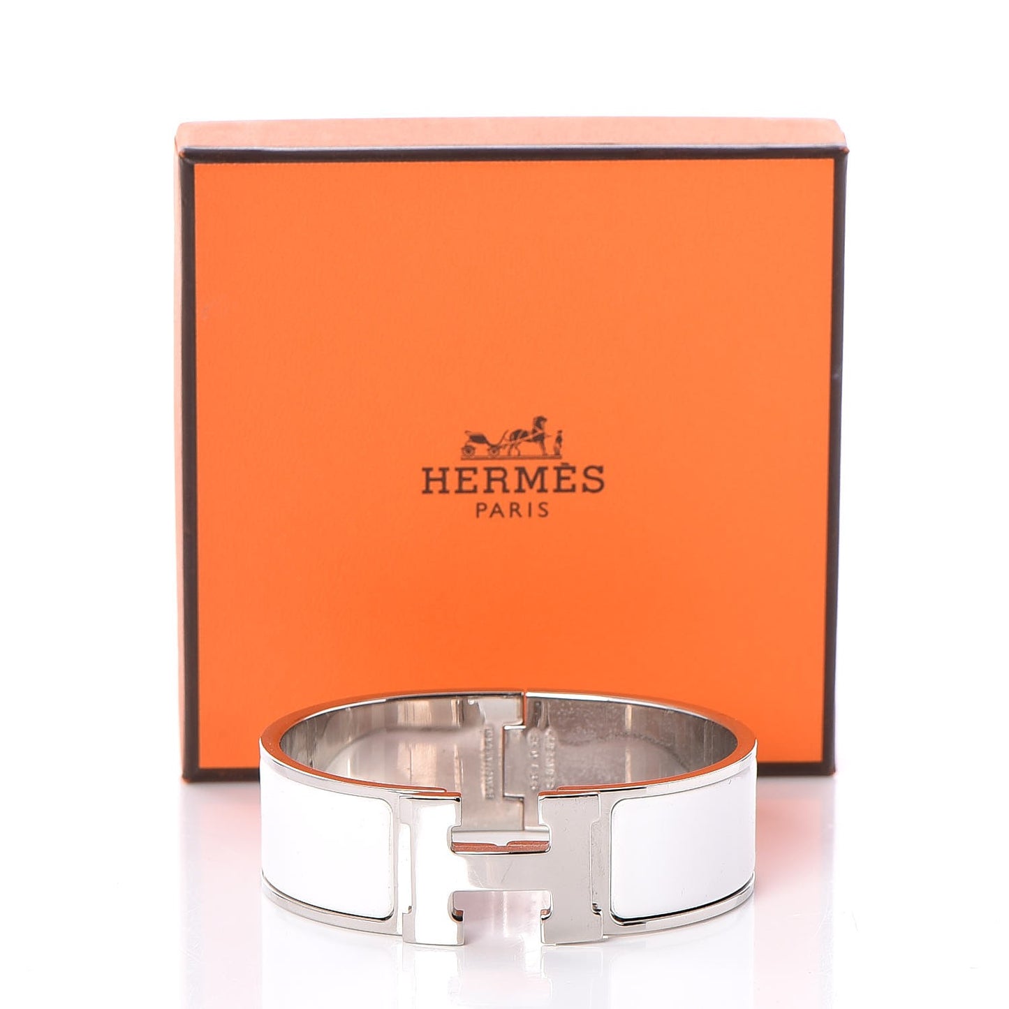 Enamel Wide Clic Clac H Bracelet GM White