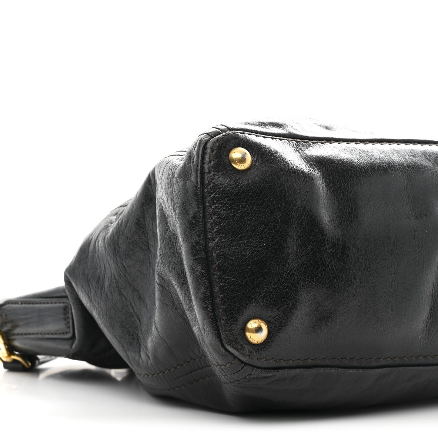 Vitello Shine Shopping Satchel Dark Green