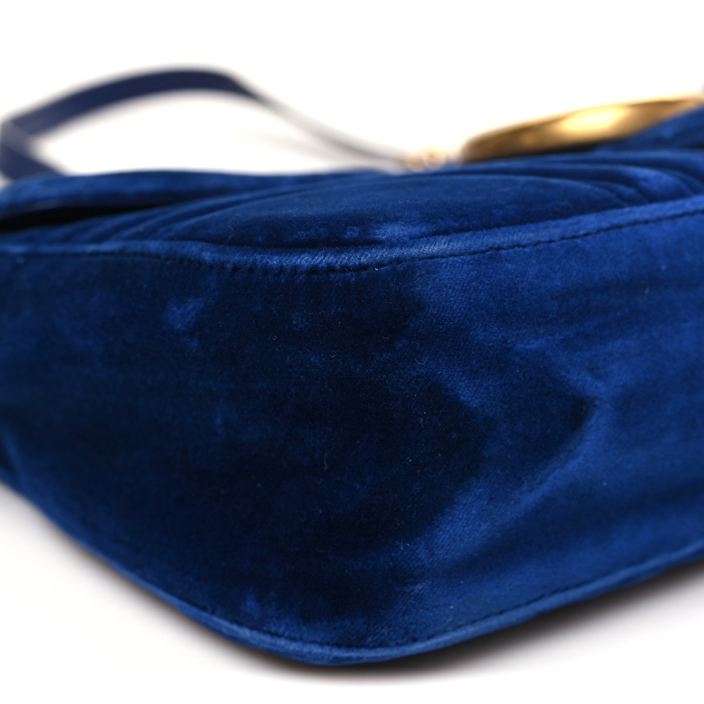 Velvet Matelasse Small GG Marmont Shoulder Bag Cobalt Blue