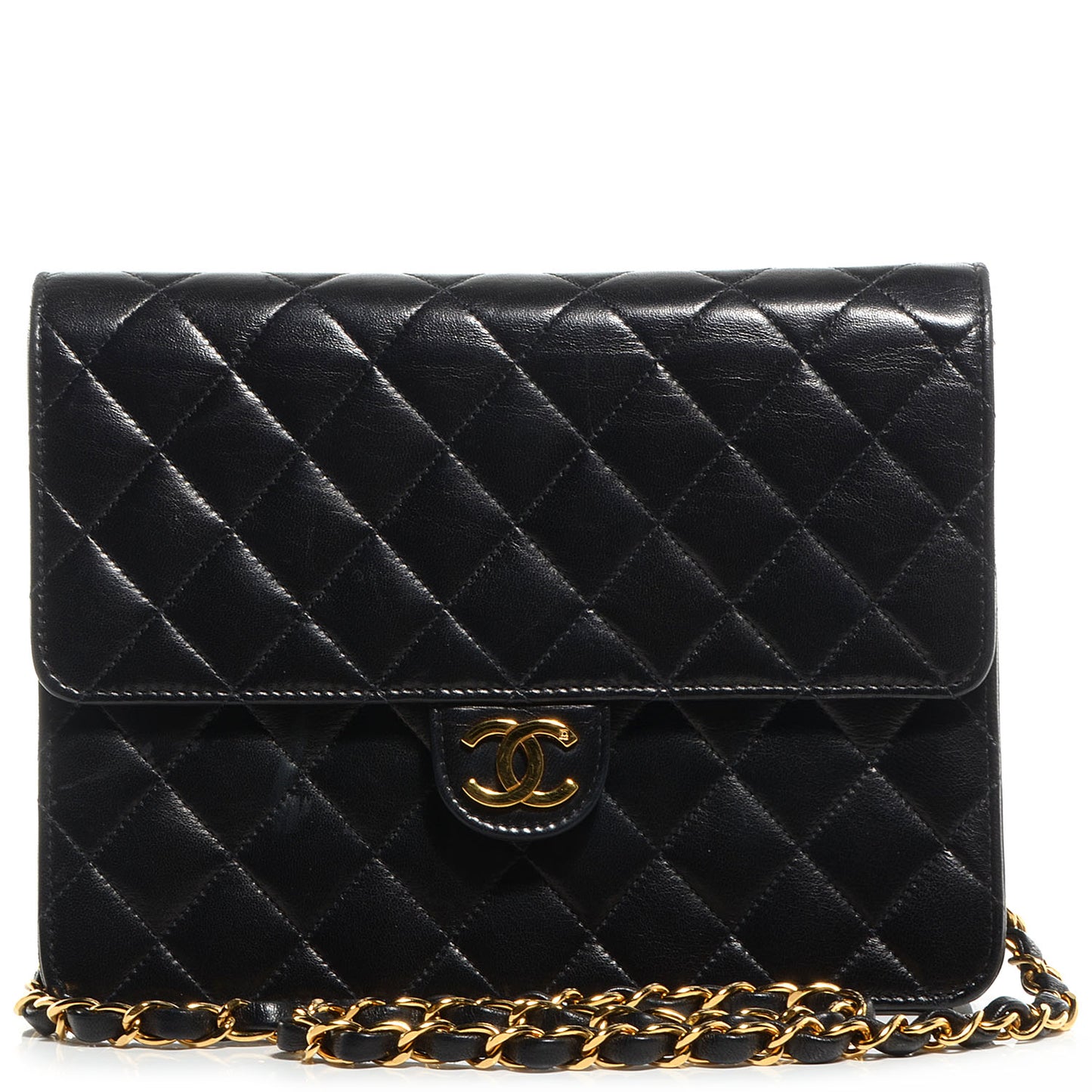 Quilted Lambskin Small Single Flap Black