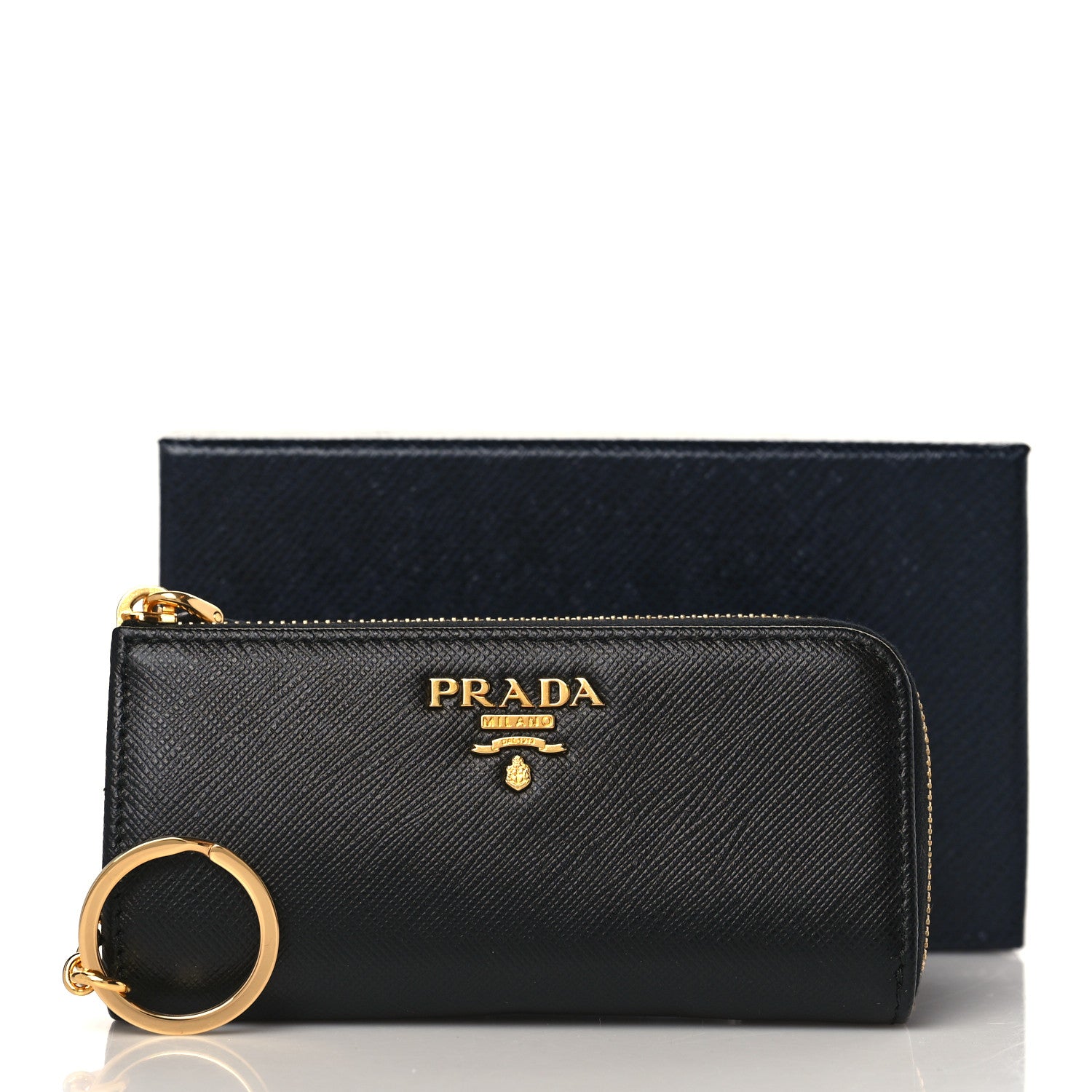 Prada Vitello Move Zip Around Keychain Black 7 of 7