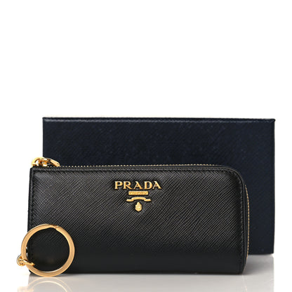 Prada Vitello Move Zip Around Keychain Black 7 of 7