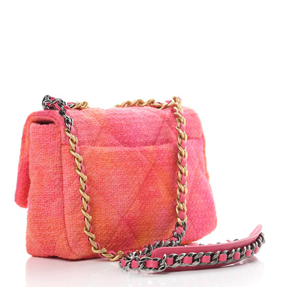 Chanel Tweed Quilted Medium Chanel 19 Flap Coral Pink 3 of 11
