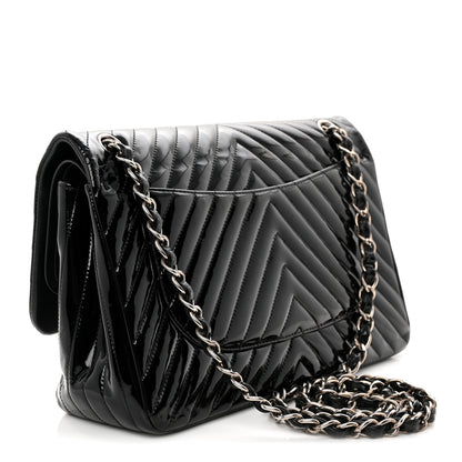 Chanel Patent Chevron Quilted Jumbo Double Flap Black 3 of 11
